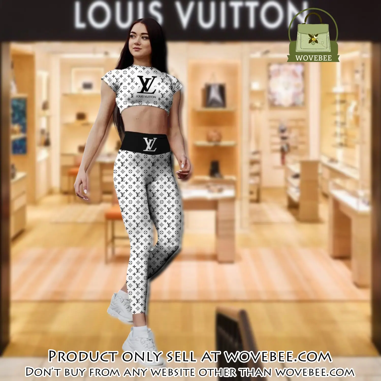 White louis vuitton sportwear combo luxury brand crop top tshirt and legging for women ctl1011 wvb0816510
